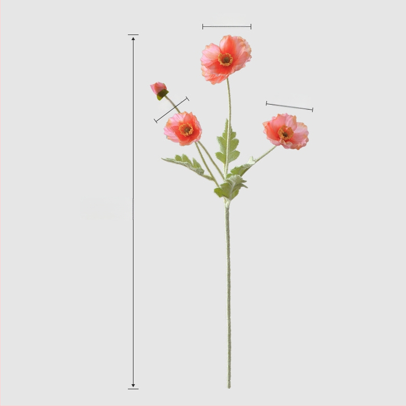 Umjetni mak od svile — Jedna grančica, reljefna izrada i injekcijsko kalupiranje, za vjenčanja, rekvizite za fotografiranje i kućnu dekoraciju