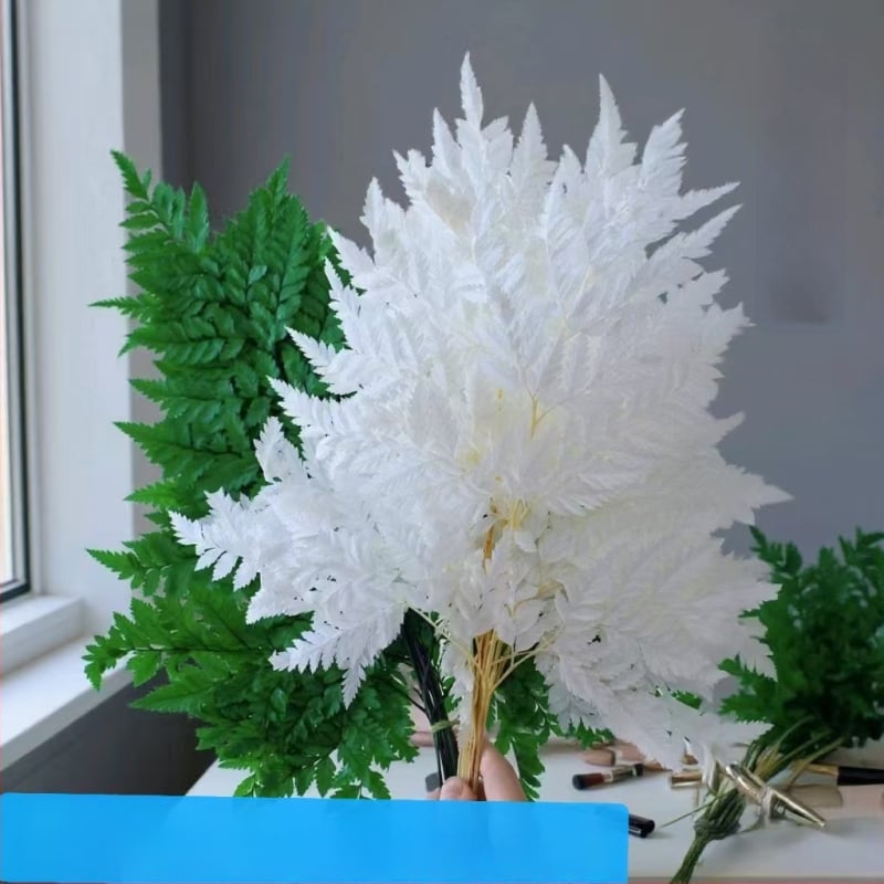 Džiovintos gėlės puokštė — amžinosios Alpine Goat Tooth Leaves, DIY floros medžiagos, vazos dekoras