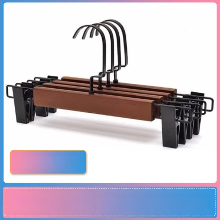 Kietas medienos kelnių laikiklis su klipais ir kaklaraiščių laikikliu — nepalieka žymių ant drabužių, prekė onlya, Kinų stilius, 1 vnt, Spausdintas logotipas, Nepriklausomas gamintojas