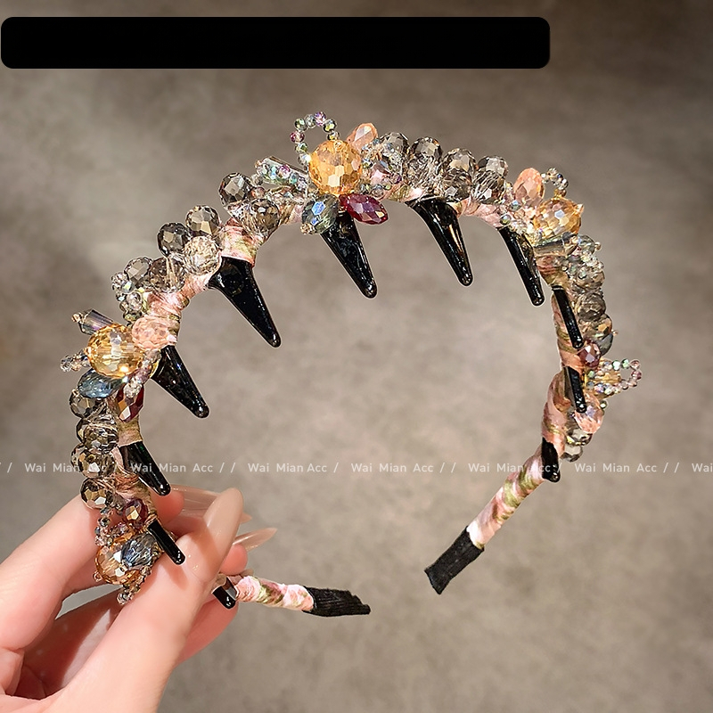 Női hajpánt kristály virággal — kézzel készített, mesterséges kristály, könnyed luxus stílus