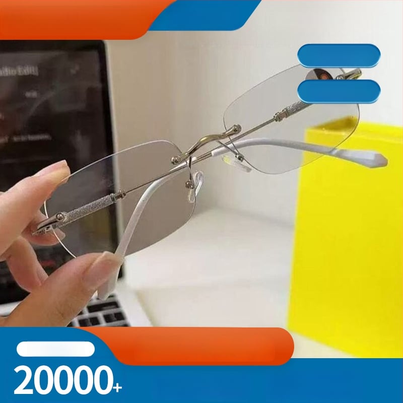 Olvasó szemüveg – keret nélküli, ultrakönnyű, lencsék gyantából, kékfény elleni védelem, nagy felbontású