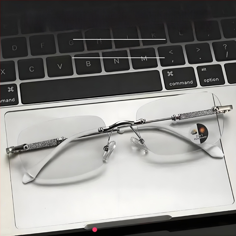Olvasó szemüveg – keret nélküli, ultrakönnyű, lencsék gyantából, kékfény elleni védelem, nagy felbontású