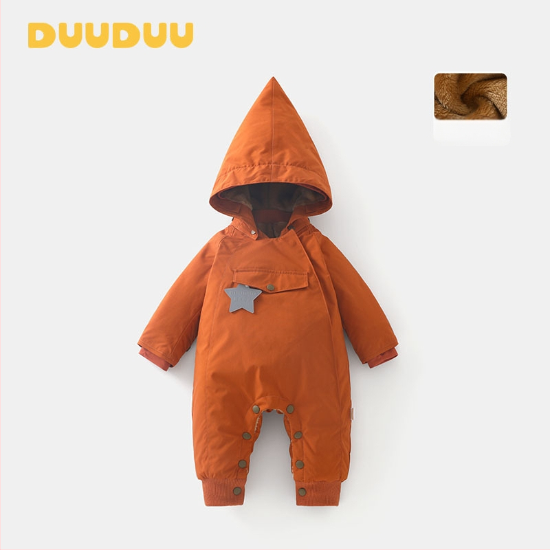 Duuduu Debeli Kombinezon za Novorođenčad, Jednodelni, Dugi Rukavi, Zip, Odvojiva Kapuljača, Zima i Jesen, Unisex