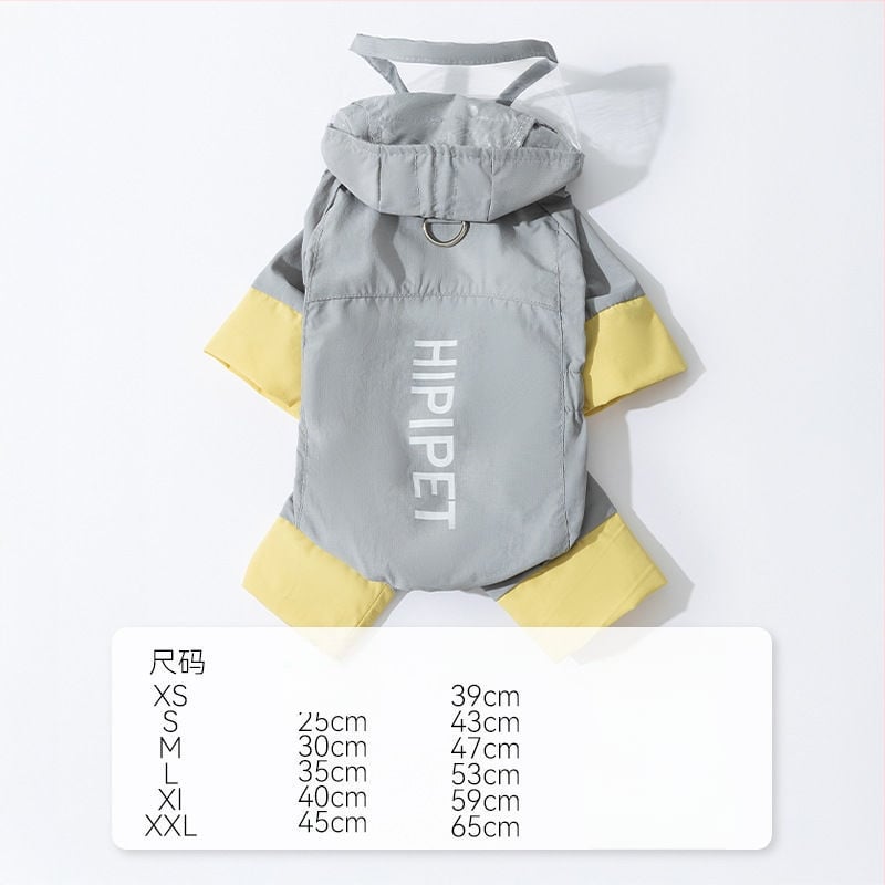 Αδιάβροχο για σκύλους – αντιανεμικό, ανακλαστικό, ρυθμιζόμενο, PVC ύφασμα, υδατοαπωθητικό στρώμα PU (για άνοιξη-καλοκαίρι)