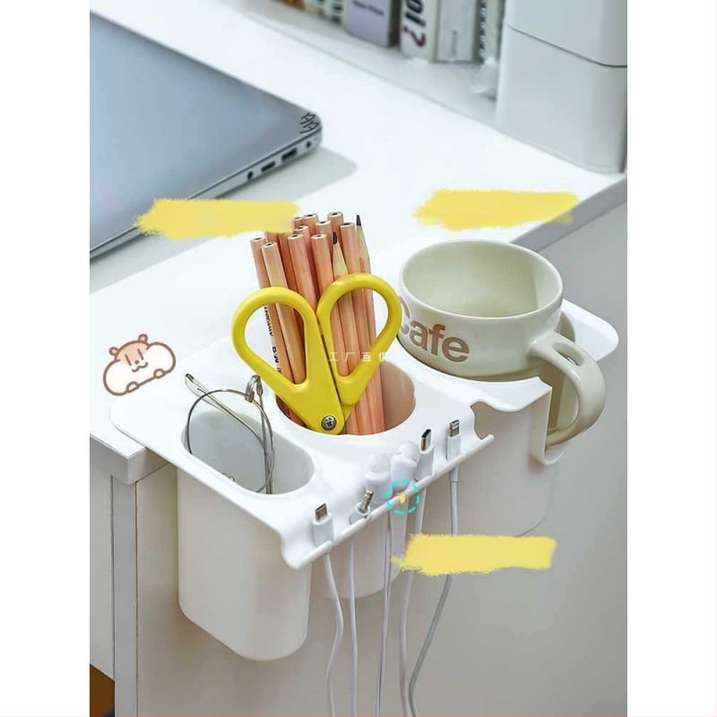 Držač za čašu i organizator za rub stola – plastik, montaža bez bušenja, novi kineski stil
