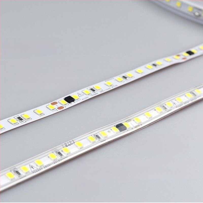 Monokróm LED szalag 220V – lineáris beépített világítás vitrinekhez, öntapadós dekoratív fénycsík, 10–15W, Xing jian LED chip, CRI 60–79