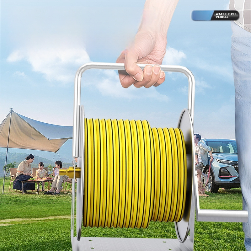 Sangmei Ролка за маркуч за домашно миене на автомобили и съхранение на водна пушка, навивател за маркуча за градинско поливане