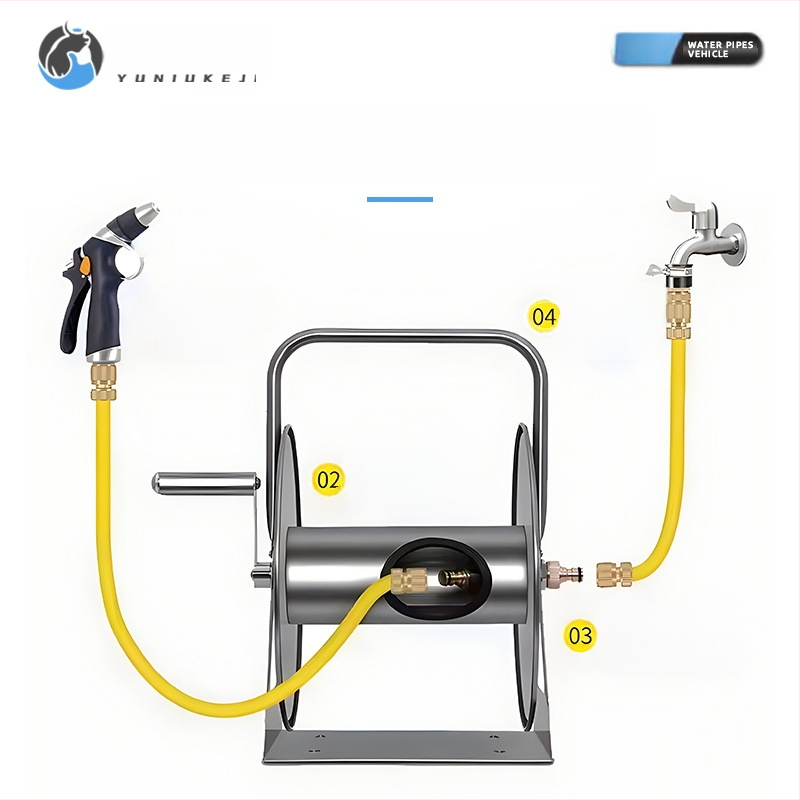 Sangmei Ролка за маркуч за домашно миене на автомобили и съхранение на водна пушка, навивател за маркуча за градинско поливане