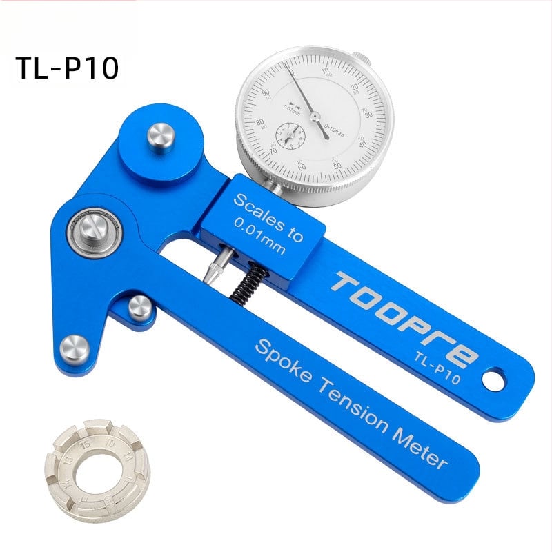 TOOPRE Μετρητής Τάσης Σπείρων Ποδηλάτου με Ψηφιακή Οθόνη – Αλουμινίου Κράμα, Εργαλείο Ευθυγράμμισης Δακτυλίου και Ρύθμισης Καλωδίων Τροχού