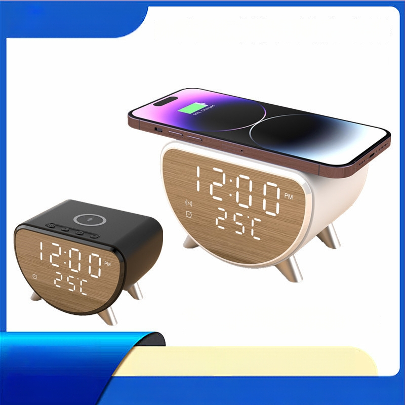 Három az egyben vezeték nélküli töltő asztali ébresztővel és hőmérővel, 15W gyorstöltés, 2A kimenet, 18W összteljesítmény iPhone-hoz
