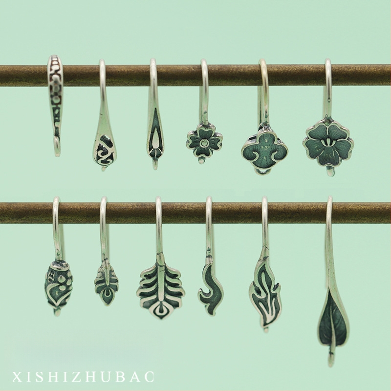 S925 sidabro ausų kabliukas – vintage matinė apdaila, mažas gėlių totemas, pusiau gatavas DIY papuošalas