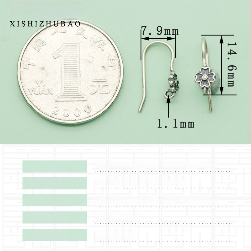 S925 sidabro ausų kabliukas – vintage matinė apdaila, mažas gėlių totemas, pusiau gatavas DIY papuošalas
