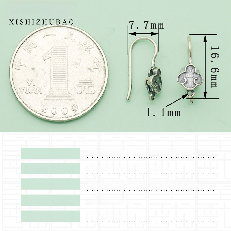 S925 sidabro ausų kabliukas – vintage matinė apdaila, mažas gėlių totemas, pusiau gatavas DIY papuošalas