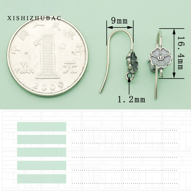 S925 sidabro ausų kabliukas – vintage matinė apdaila, mažas gėlių totemas, pusiau gatavas DIY papuošalas