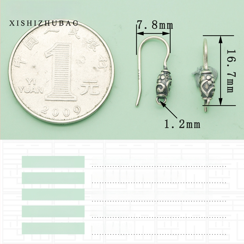 S925 sidabro ausų kabliukas – vintage matinė apdaila, mažas gėlių totemas, pusiau gatavas DIY papuošalas