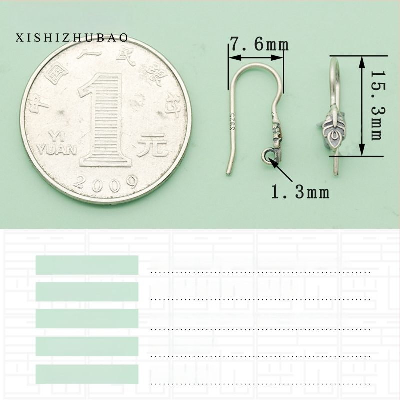 S925 sidabro ausų kabliukas – vintage matinė apdaila, mažas gėlių totemas, pusiau gatavas DIY papuošalas