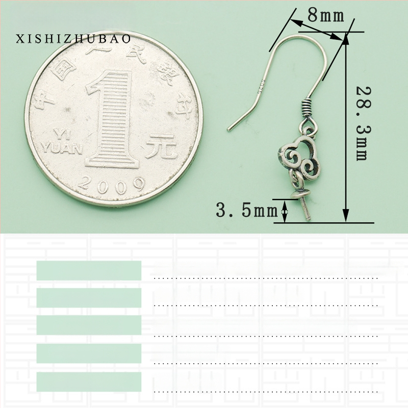 S925 sidabro ausų kabliukas – vintage matinė apdaila, mažas gėlių totemas, pusiau gatavas DIY papuošalas