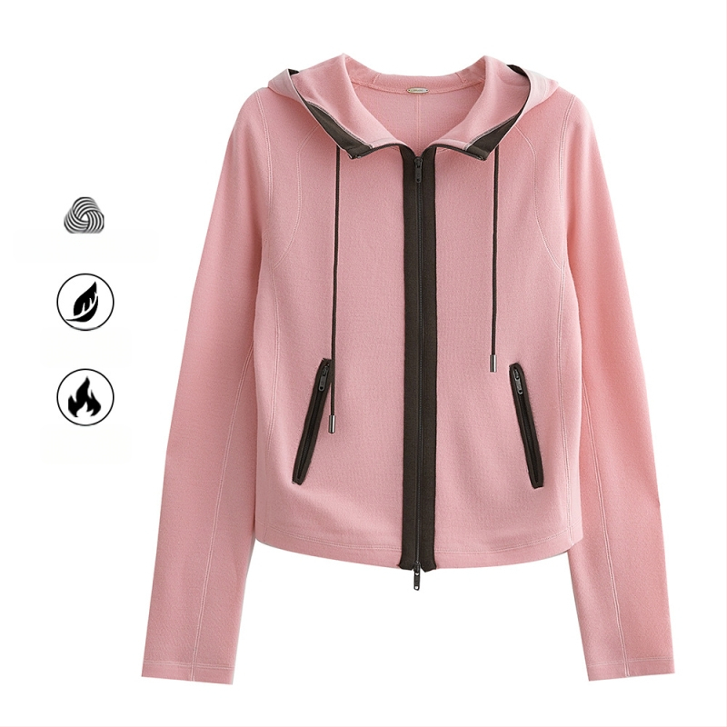 Merino vilnos kardiganas 95%+, užtrauktukas, apvali kaklo linija, ilgomis rankovėmis