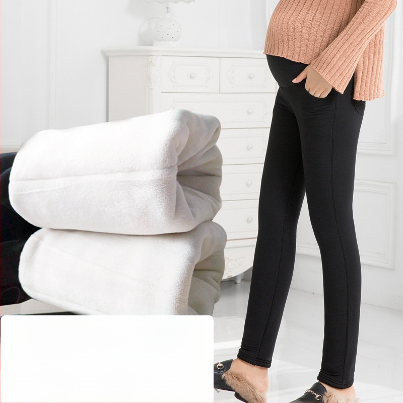 Nėščios moters kelnes žiemai — trijų sluoksnių fleece vidus, medvilnė 70–80%, Island Velvet, labai tirštos, pilvo parama