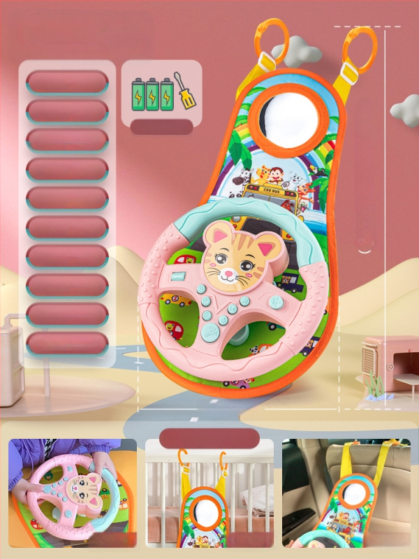 Hátsó ülésre tervezett gyerekeknek kormány – vezetési szimuláció, műanyag, 0–3 éveseknek