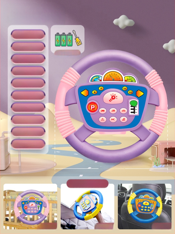 Hátsó ülésre tervezett gyerekeknek kormány – vezetési szimuláció, műanyag, 0–3 éveseknek