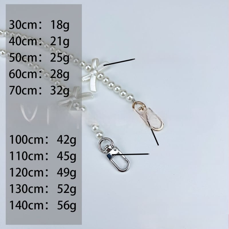 Панделкова каишка за чанта с мъниста и перли, ABS материал, лека и износоустойчива, кръстосана презрамка, едноцветна, Есен 2023