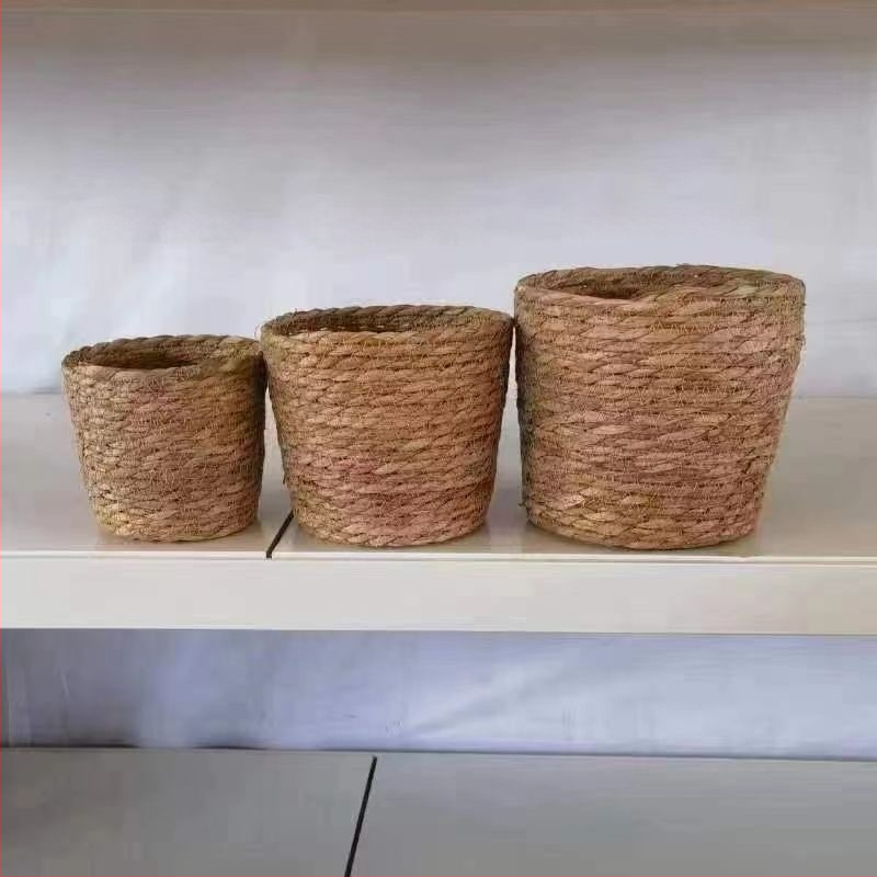 Pleteni set cvjetnih posuda — skandinavski stil, materijal: loza, dekorativna unutarnja posuda