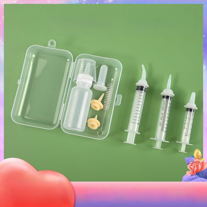 Feeder za mačke i štenad s mekanim silikonskim bradavicama, odvojiv kutni nastavak za špricu i integrirani tlačni nastavak šprica