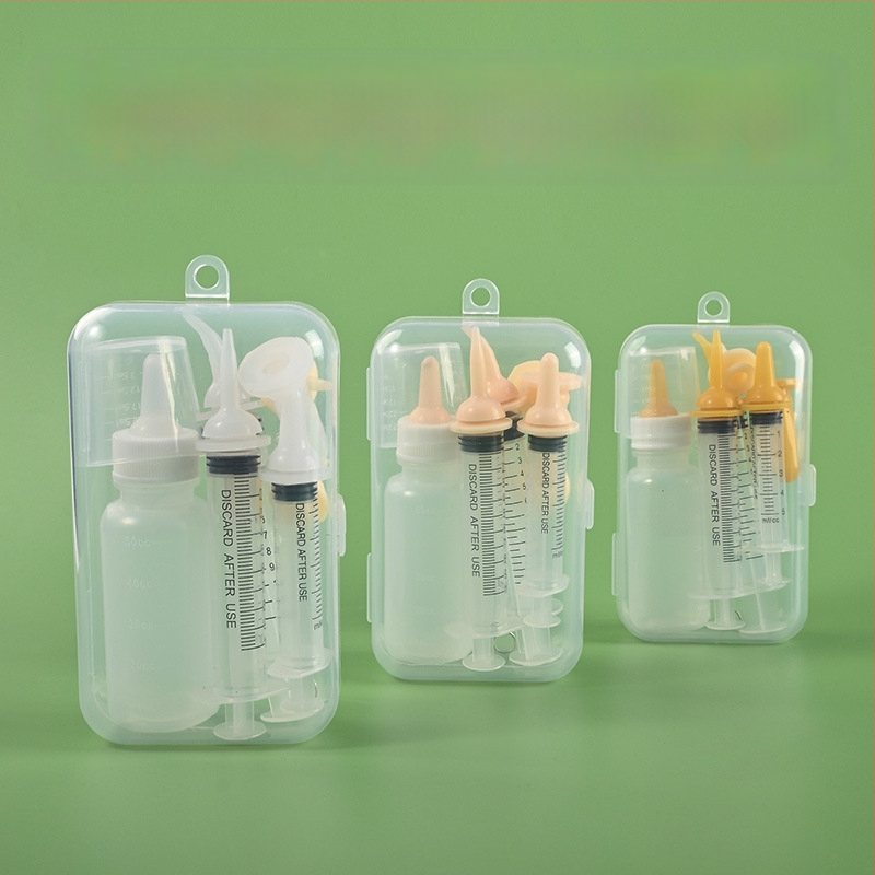 Feeder za mačke i štenad s mekanim silikonskim bradavicama, odvojiv kutni nastavak za špricu i integrirani tlačni nastavak šprica