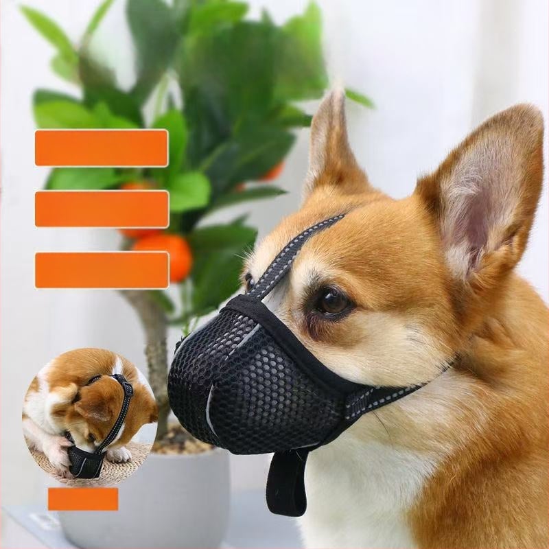 Kutyaszájkosár lélegző hálóval, poliészter, harapás elleni, ugatás elleni, evés elleni