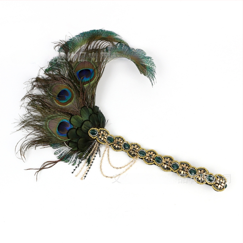 Hajpánt tollal és virágos stílussal esküvői fotózásra és színpadi előadásokhoz (HD6268)