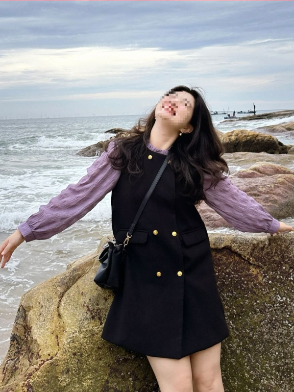 Рокля с дълги ръкави в френски стил patchwork, винтидж шик, пролет 2025