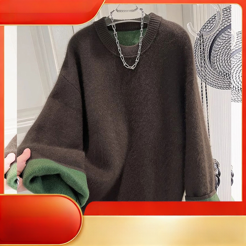 Moteriškas megztinis iš nailono ir viskozės, apvalus kaklas, ilgomis rankovėmis, laisvas kirpimas, atsparus raukšlėms, rudens 2025