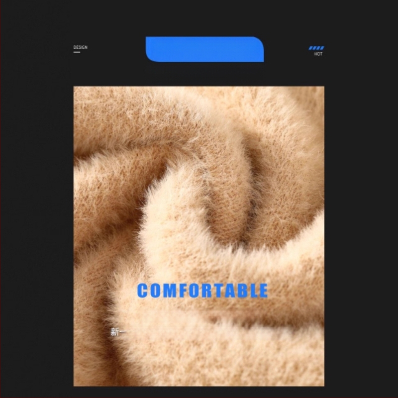 Vyrinis megztinis iš Mink Velvet – storas, laisvas kirpimas, pusaukštė apykaklė, 100% viskozė