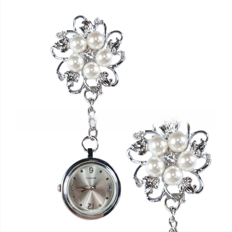 Ρολόι τσέπης με διαμαντικές λεπτομέρειες, γλυκό σχέδιο νοσοκόμας καρτούν, κίνηση quartz, παγκόσμια ώρα