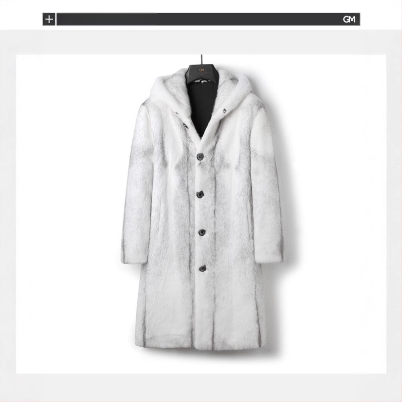 Παλτό γούνας με κουκούλα, μακρύ, τεχνητή γούνα, κλείσιμο με κουμπιά σε μονή σειρά, πλαϊνές τσέπες