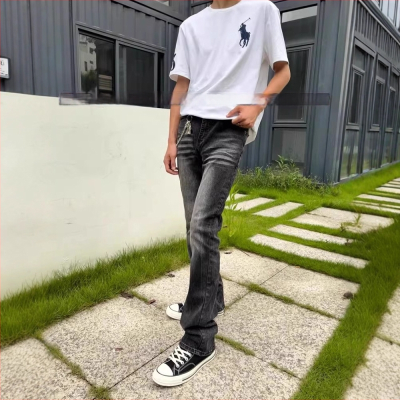 Τζιν 517, αμερικάνικού στυλ Cleanfit, πλυμένα, με χαμηλό μέσο, φερμουάρ, φαρδιά πόδια