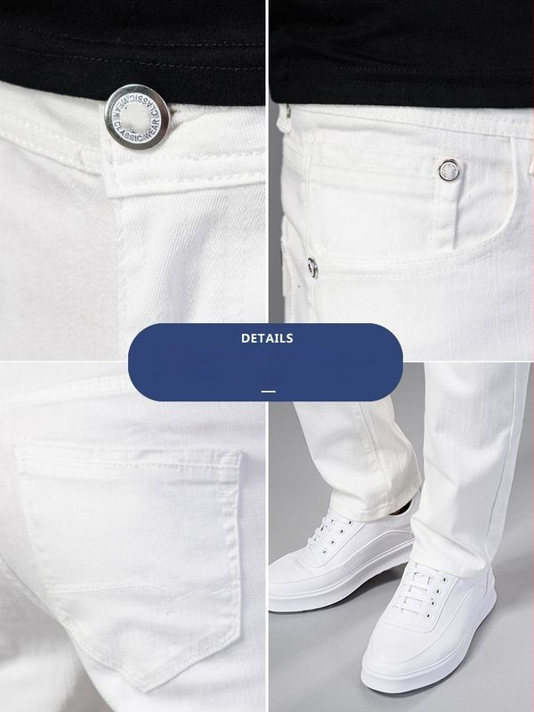 Ανδρικά τζιν με ίσια γραμμή, μεσαία μέση, φερμουάρ, ελαφρύ ύφασμα Modal