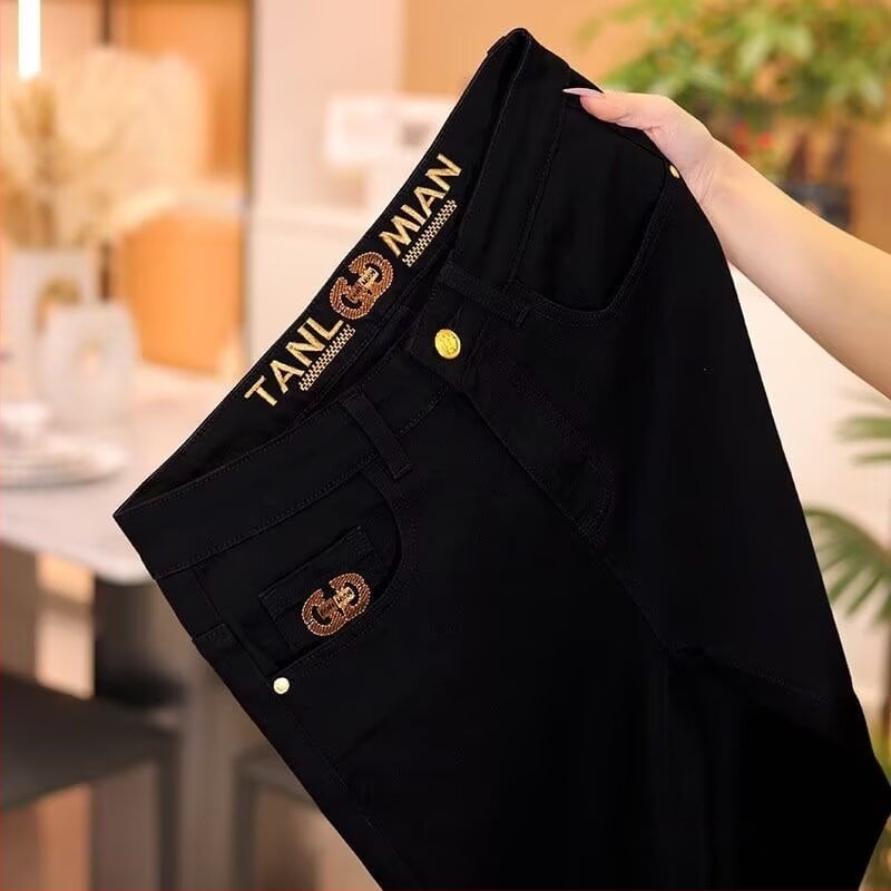 Ανδρικά τζιν casual: φαρδιά γραμμή, ίσιο παντελόνι, υψηλή μέση, πλυμένο denim, μείγμα πολυεστέρα, άνοιξη και φθινόπωρο