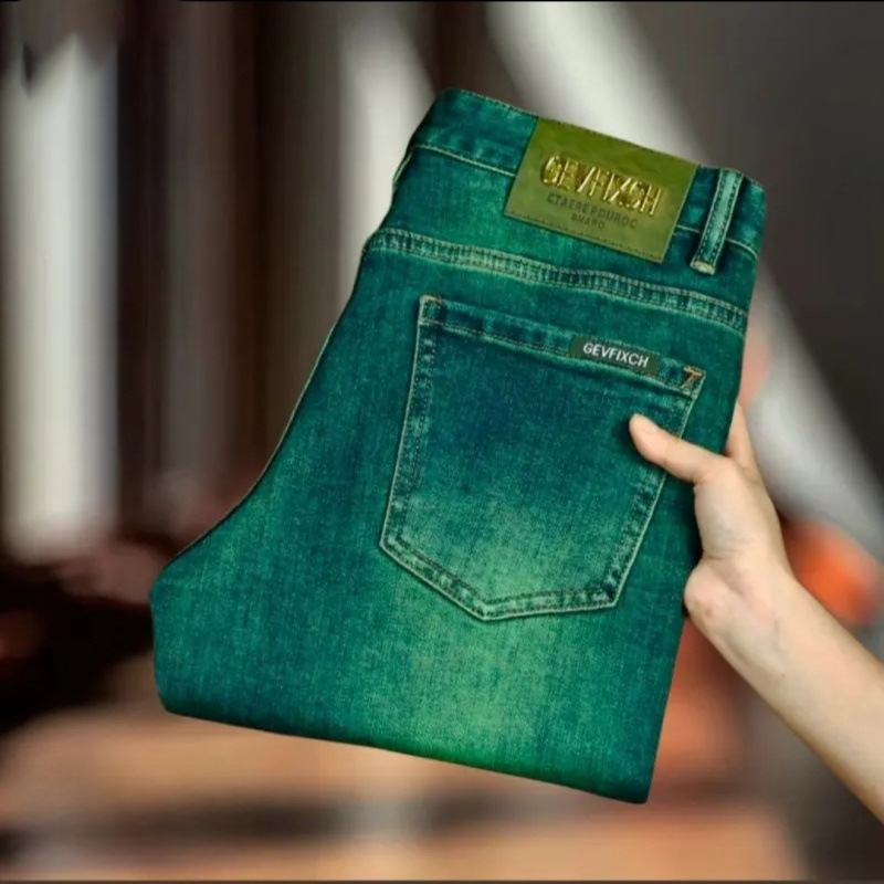 Vyr. džinsai Green Water Ghost, cropped, siauras kirpimas, vidutinio aukščio juosmuo, užtrauktukas, medvilnės pluošto mišinys (70% poliesterio)