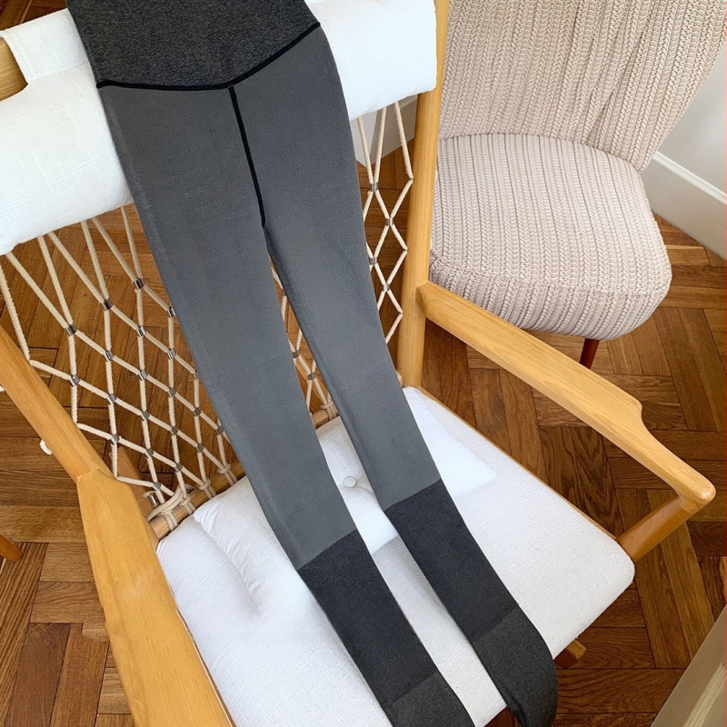 Жени есен-зимни флисово подплатени сегментирани компресионни чорапогащи, плътни, дължина 9/10, памук, Т-образен шев, с крачета