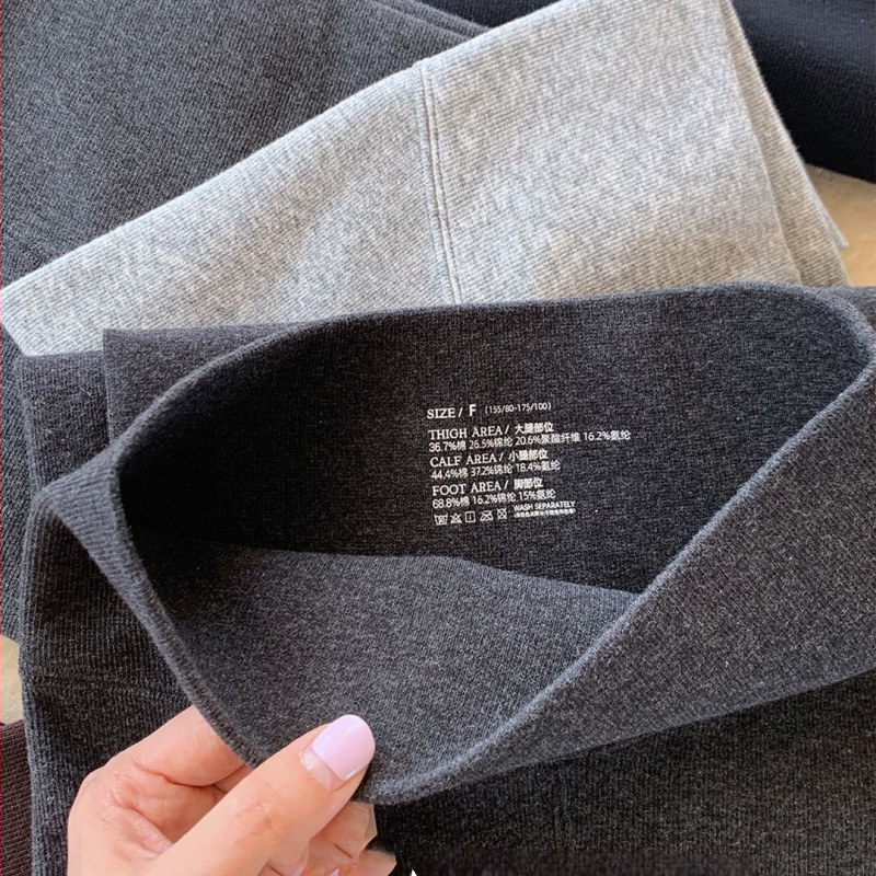 Жени есен-зимни флисово подплатени сегментирани компресионни чорапогащи, плътни, дължина 9/10, памук, Т-образен шев, с крачета