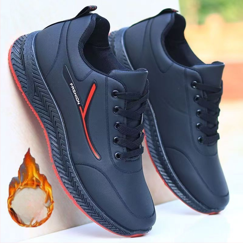 Pánske ľahké bežecké topánky s PU vrchnkom, protišmyková podrážka, teplá vnútorná podšívka, ľahké, šnurovanie