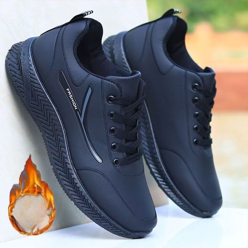 Pánske ľahké bežecké topánky s PU vrchnkom, protišmyková podrážka, teplá vnútorná podšívka, ľahké, šnurovanie