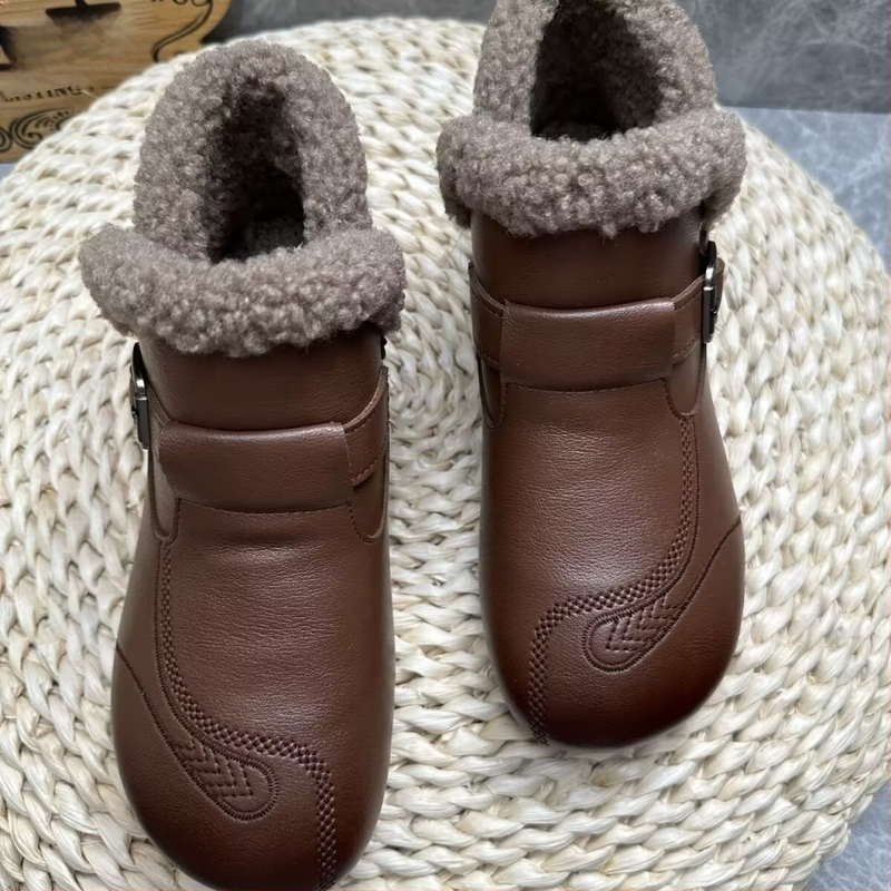 Ženské zimné čižmy s umelou kožušinkou, nízky vrch, plochá podrážka z gumy, vrchný materiál PU, vnútorná výstelka z umelého krátkeho chlpu