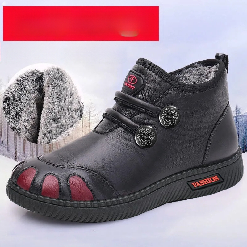 Dámske PU topánky s plyšovou podšívkou – Slip-On, nízky vrch, plochá podrážka, PVC injektovaná podrážka (Jar, ľahké, teplé)