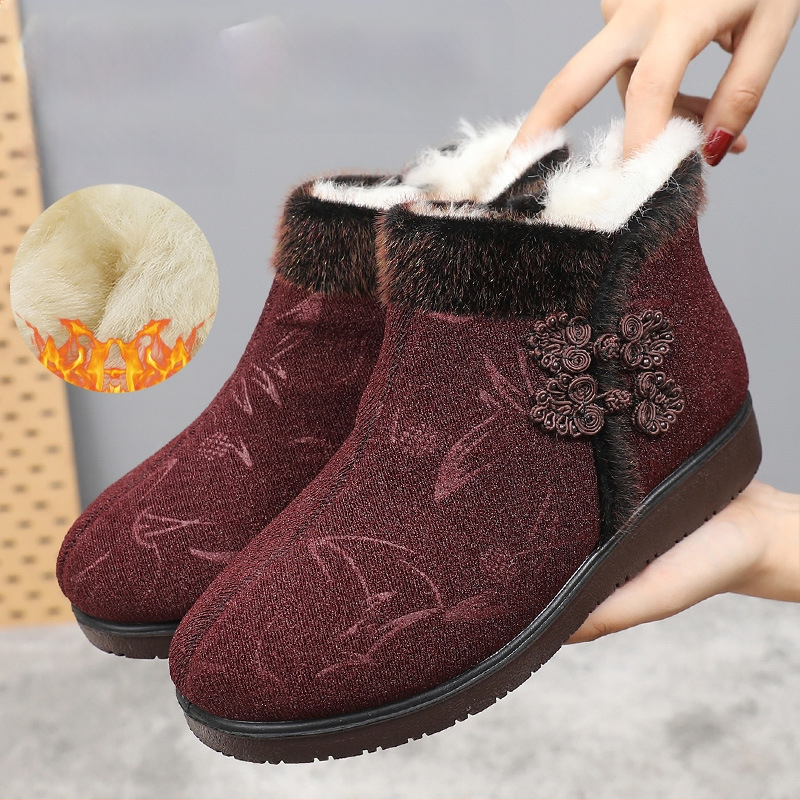 Ženské zimné plátené topánky s vlnenou podšívkou, bočný zips (Zima; Vysoký vršok; Vlnená podšívka; Bočný zips; Protisklzná podrážka)