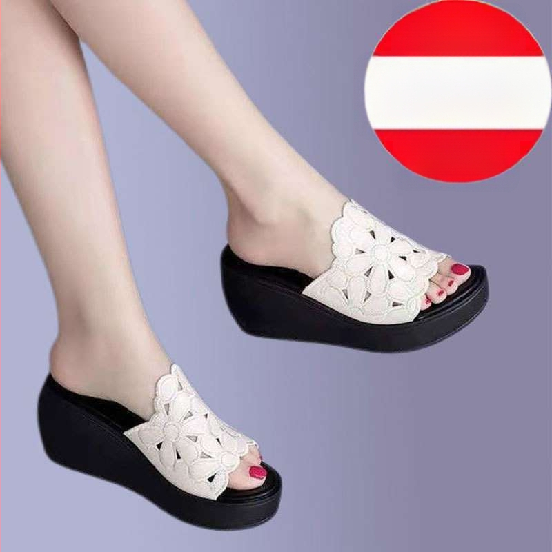 Dámske sandále s klinovým podpätkom, horný materiál mikrovlákna koža, podrážka z gumy, hrubá podrážka 11 cm a viac – zvyšovanie výšky a tlmenie nárazov.