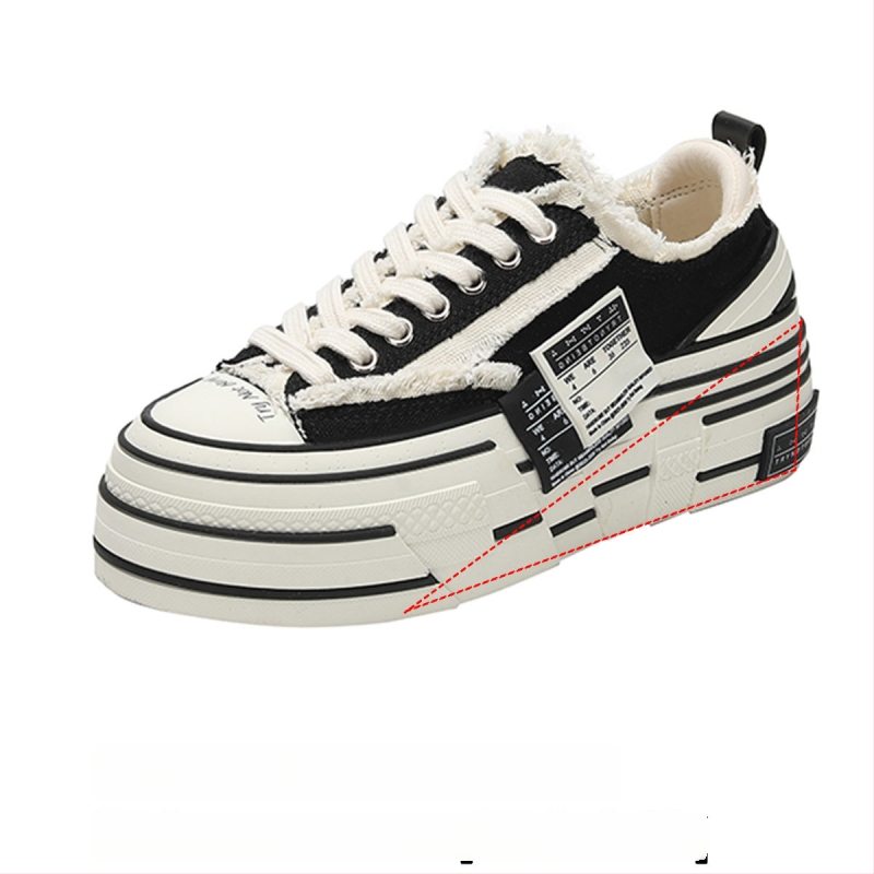 Unisex tenisky z plátna s skrytým podpätkom, hrubá gumová podrážka, zväčšenie výšky, zapínanie na šnúry vpredu i vzadu, jesenný casual štýl