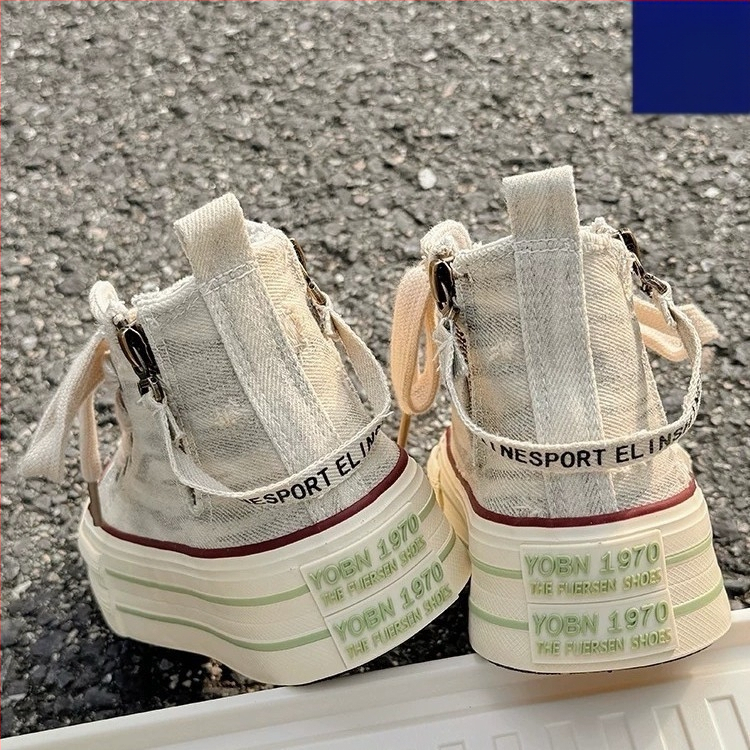 Sieviešu auduma kedas ar biezu gumijas zoli, priekšējā šņorēšana, rudens stils